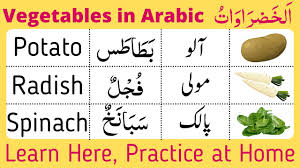 names of vegetables in arabic arabic