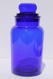 Cobalt Blue Glass Bottle Canister Jar W