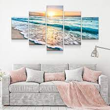 Sunset White Beach Canvas Wall Art