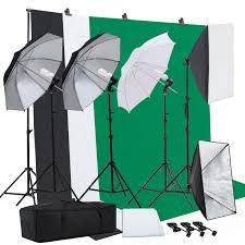 Photo Studio Photography Lighting Kit Muslin Backdrop Stand Set Umbrella Softbox