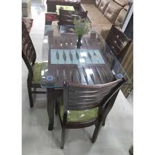Goodluck Glass Top Wooden Dining Table