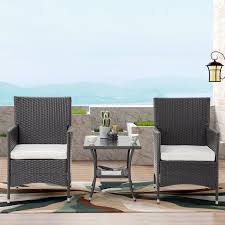 Walmart has upped their game in the home furniture department, plus they have lot of pieces on clearance. Patio Furniture Sets Clearance 3 Piece Wicker Patio Set With Glass Dining Table Modern Bistro Patio Set Rattan Chair Conversation Sets With Coffee Table For Backyard Porch Garden Poolside L3091 Walmart Com