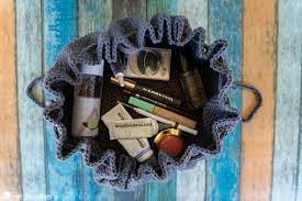 drawstring cosmetics bag free crochet