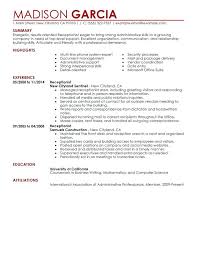 Professional Administrative Resume Receptionist Resume Sample