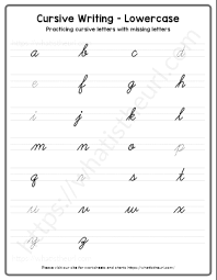 practicing cursive letters with missing