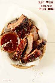 red wine barbecue pork ribs tender and