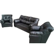 5 seater black leather sofa set