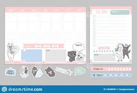 Weekly Planner Cute Design With Cats To Do List With Cats