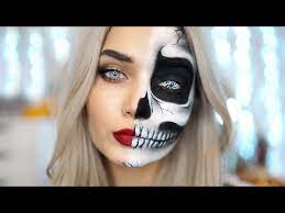 half skull halloween makeup tutorial ad