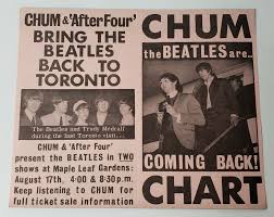 1965 April 12 Chum Hit Parade Beatlemania Beatles Paper Chart Song List Vintage