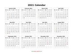 Available for any month or year: Blank Calendar 2021 Free Download Calendar Templates