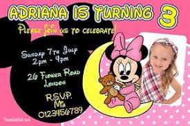 Details About 10x Minnie Mouse Baby Birthday Party Invitations For Girls Pink Disney Themed