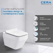 White Cera Wall Hung Toilet Seat For