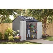 7 ft d gray plastic shed