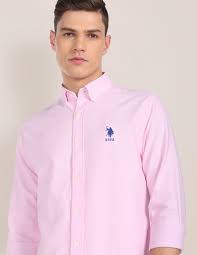 u s polo n men solid cal pink shirt