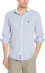U S Polo Assn Mens Long Sleeve Classic Fit Horizontal Stripe Sport Shirt Blue Tie Large