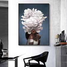 Flower wallpaper wallpaper s wall murals wall art hanging flower wall wild nature order prints spring summer nursery. Modern Floral Girl White Flowers Wall Art Canvas Painting Poster Print Wall Art For Living Room Home Decor No Frame Nordic Wall Decor
