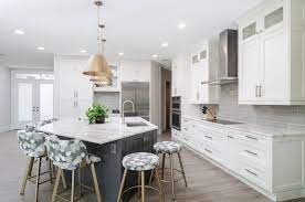 75 gray floor kitchen with white
