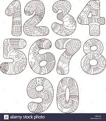 Zentangle Numbers Set Collection Of Doodle Numbers With
