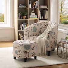 modern fabric accent chair with ottoman