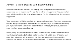 advice to make dealing with beauty