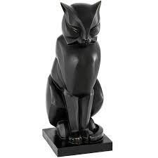 Cat Sculpture In Bronze Patina Style