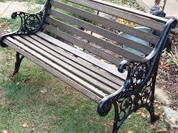 wood and cast iron garden bench