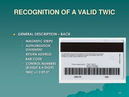 Jun 07, 2021 · a transportation worker identification credential (twic) card contains a port worker's fingerprints and photo so that they can enter american ports without going through security. Ppt Transportation Workers Identification Credential Powerpoint Presentation Id 310408