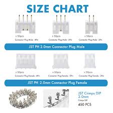 750 Pieces 2 0mm Jst Ph Jst Connector Kit 2 0mm Pitch Female Pin Header Jst Ph 2 3 4 Pin Housing Jst Adapter Cable Connector Socket Male And