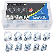 Glarks 84pcs 10 Size Mini Fuel Injection Style Hose Clamp Assortment Kit For Diesel Petrol Pipe