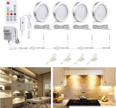 Wobane Led Puck Lights Wired Under Cabinet Lighting Kit With Remote Dimmable Counter Lighting For Kitchen Closet Bookshelf Shelf 700lm 3000k Warm White Super Bright Timing Aluminum Set Of 4 Amazon Com