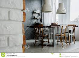 Chic Industrial Dining Room Design Stock Photo Image Of