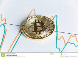 Gold Bitcoin Cryptocurrency Coin On Spiking Line Graph