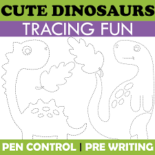 cute dinosaurs tracing shapes