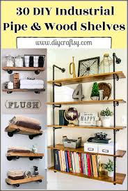 30 DIY Pipe Shelves Made with Industrial Pipe Wood