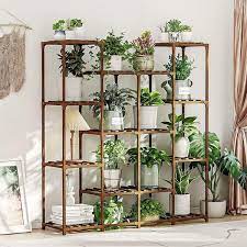 14 Pots Rectangular Wooden Plant Rack