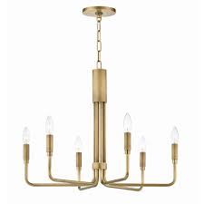 Mitzi By Hudson Valley Lighting Brigitte 6 Light 25 In W Aged Brass Pendant H261806 Agb The Home Depot