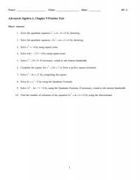 Advanced Algebra 1 Chapter 9 Practice