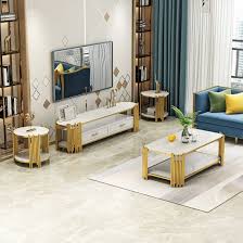 Living Room Furniture Marble Tempered