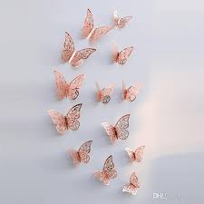 Rose Gold 3d Hollow Erfly Wall