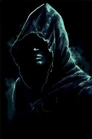 Afiche genial del asesino de las sombras hombre encapuchado oscuro  escondido en las sombras guerrero aterrador épico arte de fantasía | Vector  Premium