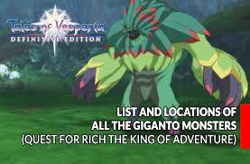 Side quests are difficult to locate. Guide Tales Of Vesperia Definitive Edition Optional Quest Where Are Located All The Giganto Monsters Kill The Game