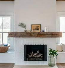 White Brick Fireplace Reclaimed Wood