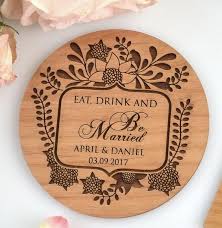 Wooden Coasters Wedding Favors