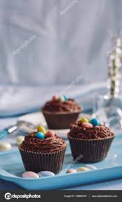 chocolate cupcakes decorated with