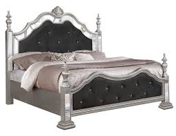 marilena black fabric silver queen bed