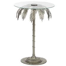 Palm Tree Metal Glass Side Table