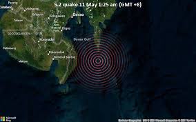The event parameters (hypocenter, time and magnitude) are determined using incoming data from the philippine seismic network. Quake Info Moderate Mag 5 1 Earthquake Philippines Sea 99 Km Southeast Of Malita Davao Occidental Philippines On 11 May 1 25 Am Gmt 8 3 User Experience Reports Volcanodiscovery