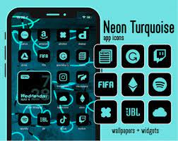 App Icons Neon Turquoise Blue Teal