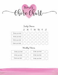 Free Chore Chart Template 101 Different Designs